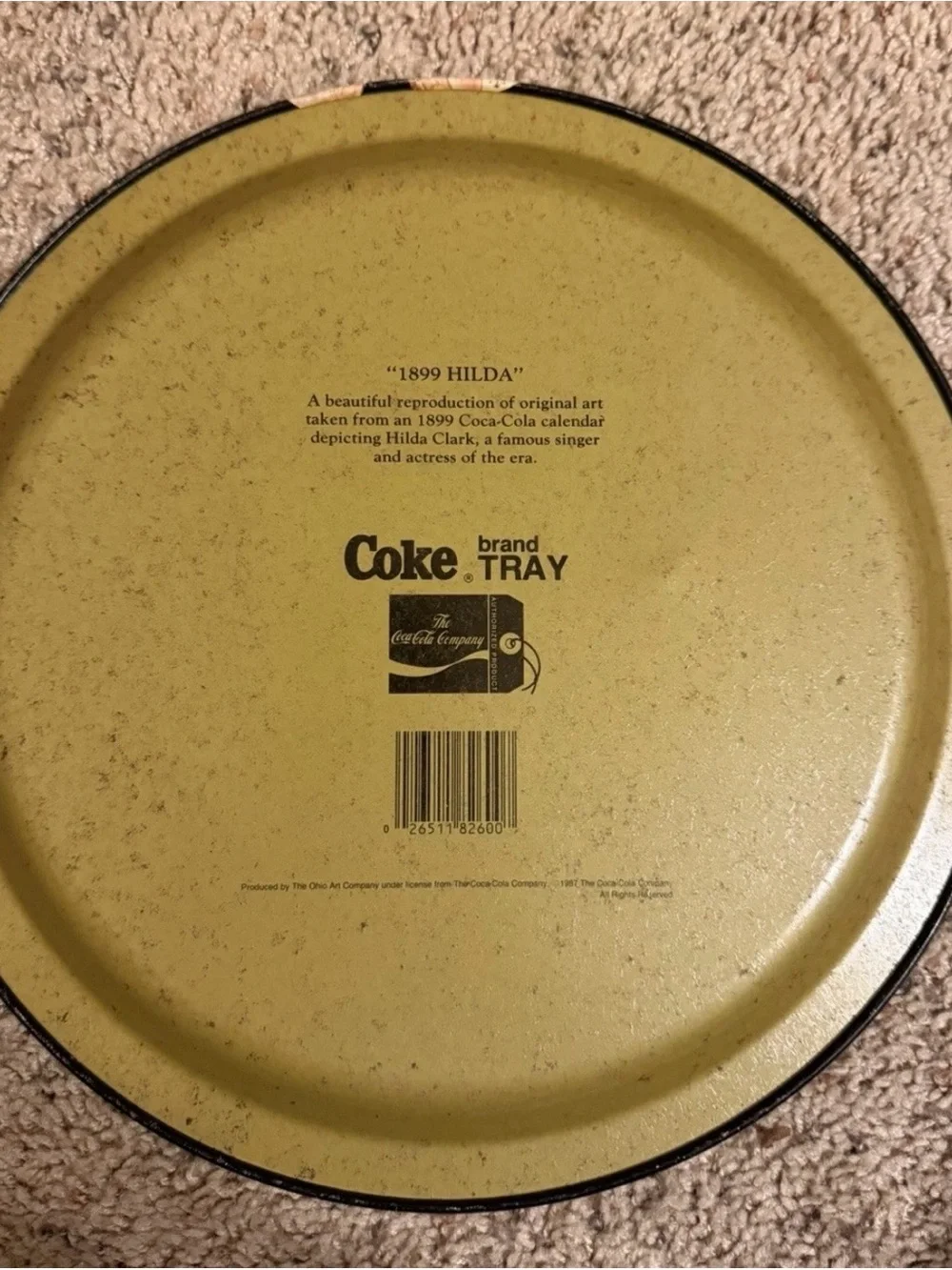 1987 Coca Cola Serving Tray 12 inches Good cond. See all photos for details.